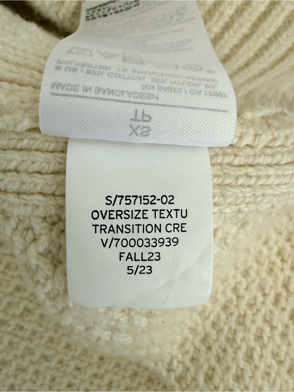 Banana Republic Oversized Textured Knit Sweater Ivory Cotton Blend Short Sleeve - Picture 11 of 12